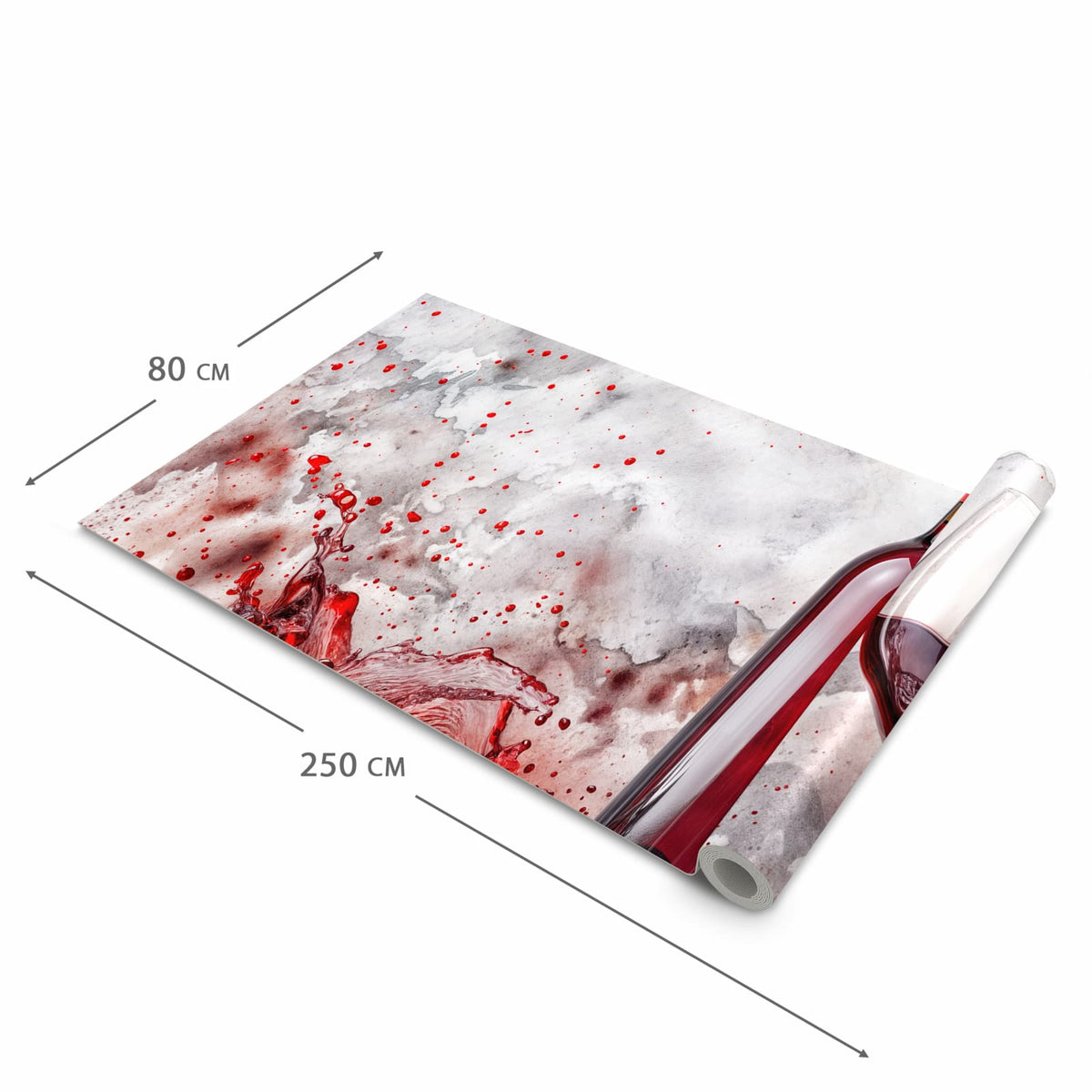 Wasserabweisender Küchenläufer mit Motiv Rotwein mit Glas in der Größe 60x270 cm