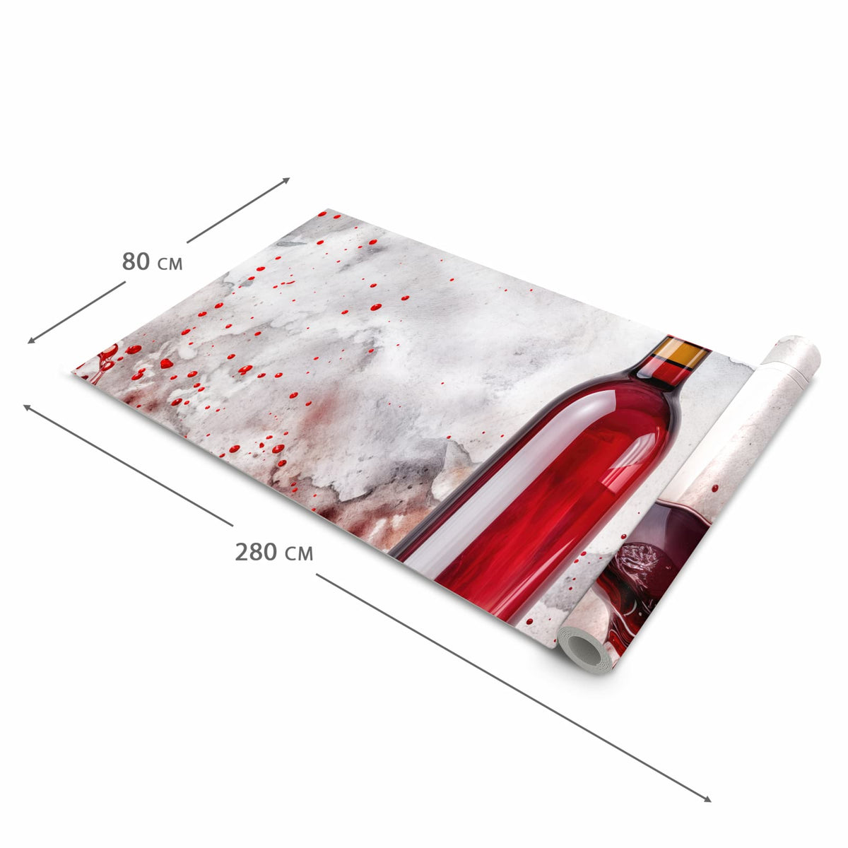 Fleckenresistenter Küchenläufer mit Motiv Rotwein mit Glas in der Grösse 60x270 cm