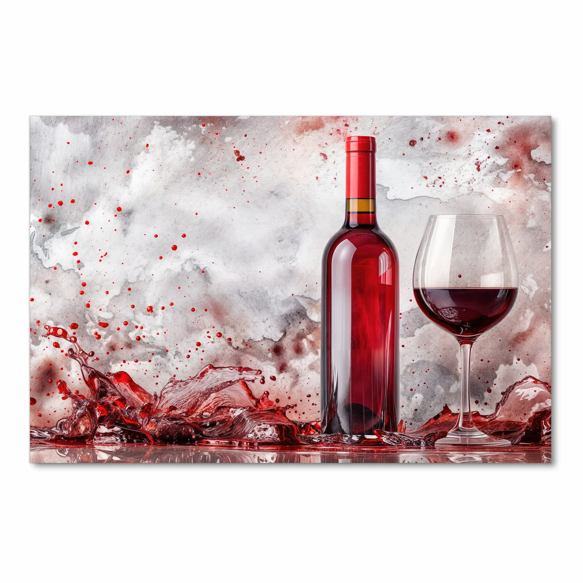 Geruchsneutraler waschbarer Teppich für die Küche mit Motiv Rotwein mit Glas in Frontansicht