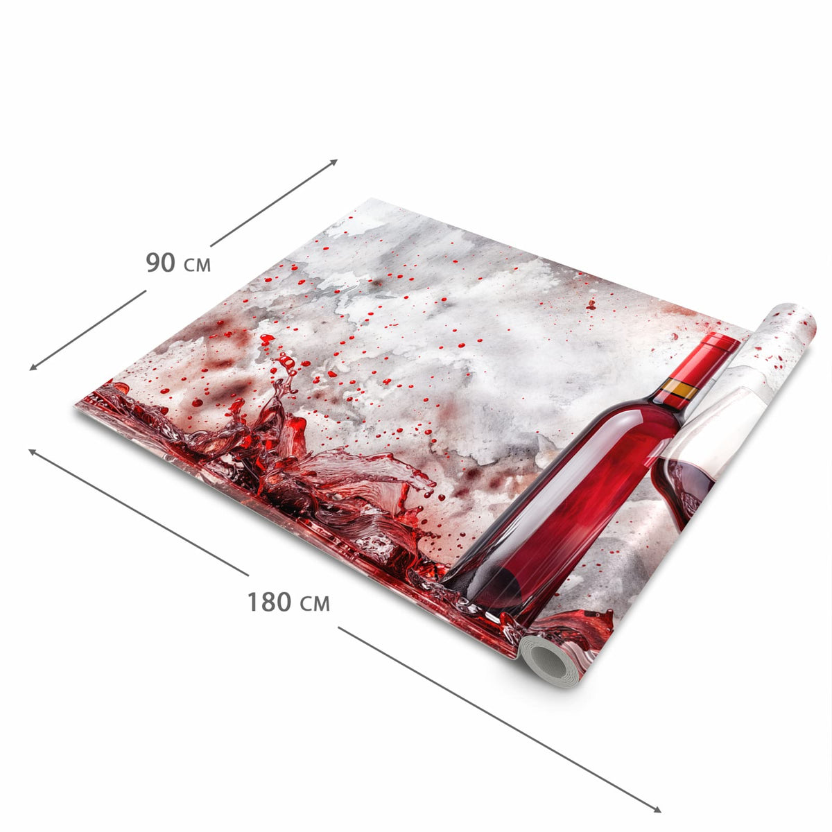 Geruchsneutraler waschbarer Teppich Küche mit Motiv Rotwein mit Glas in der Grösse 60x270 cm