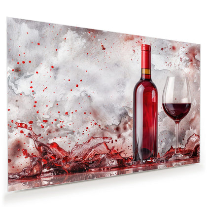 Wandbild mit dem Motiv Weinflasche im Spritzer