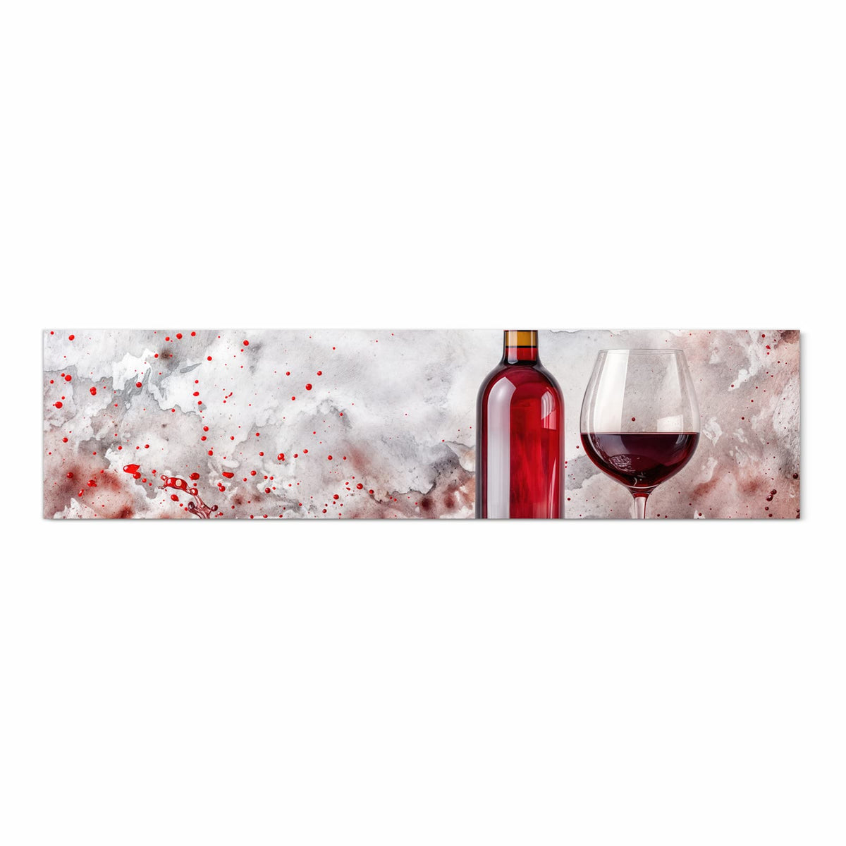 Wasserabweisender Küchenläufer mit Motiv Rotwein mit Glas in Frontansicht