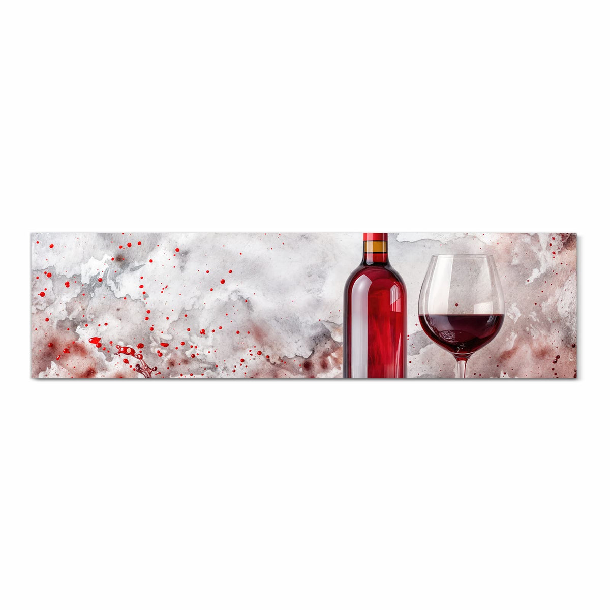 Pflegeleichter Teppichläufer für die Küche mit Motiv Rotwein mit Glas in Frontansicht