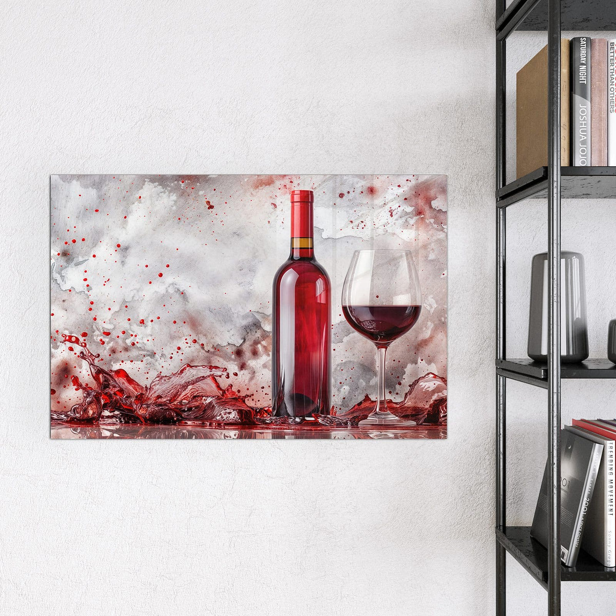 9 Größen – von 30 × 30 bis 120 × 90 cm – Magnettafel - Weinflasche im Spritzer