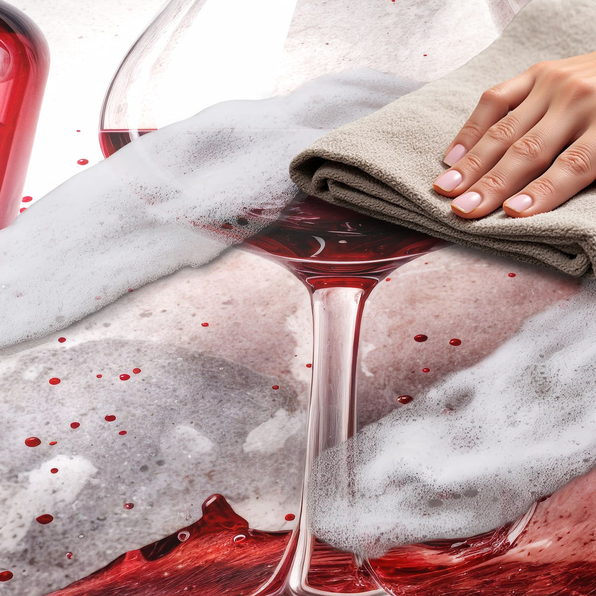 Rutschfester Küchenteppich mit Motiv Rotwein mit Glas, einfach zu reinigen