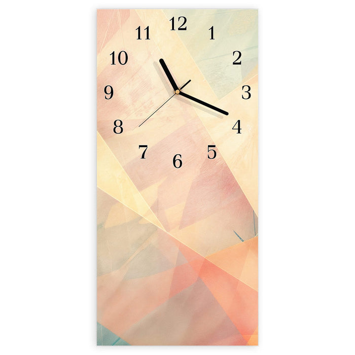 Wanduhr Farbiges Geo Muster aus Glas – Hochformat 30 × 60 cm mit Ziffernblatt Klassisch