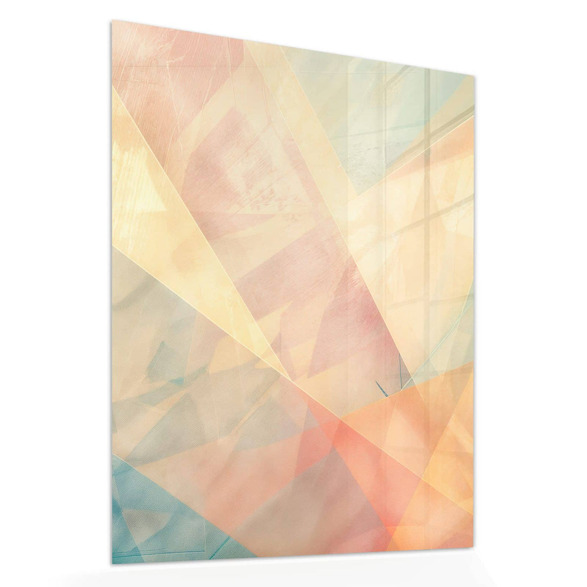 Echtglas, 4 mm – kein Acryl, keine Folie – Wandbild - Geometrie in Pastell - Hochformat