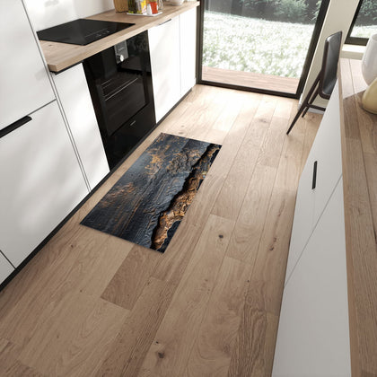 Küchenteppich mit dem Motiv Verkohltes Holz