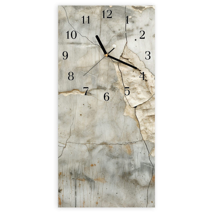 Wanduhr Rissige Wandoberfläche aus Glas – Hochformat 30 × 60 cm mit Ziffernblatt Klassisch