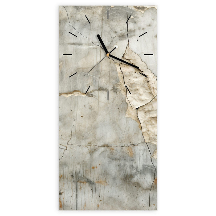 Wanduhr Rissige Wandoberfläche aus Glas – Hochformat 30 × 60 cm mit Ziffernblatt Linie
