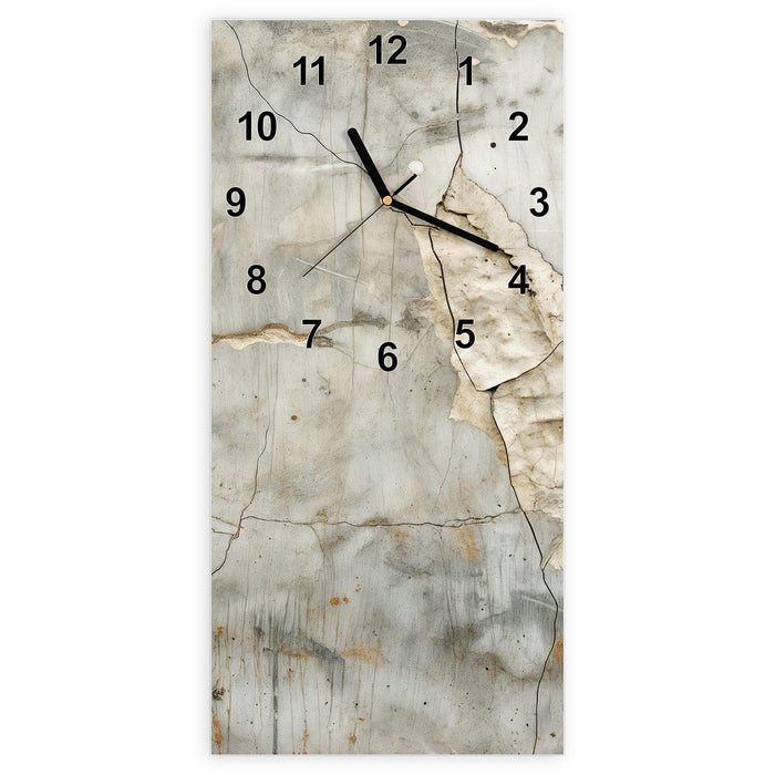 Wanduhr Rissige Wandoberfläche aus Glas – Hochformat 30 × 60 cm mit Ziffernblatt Modern