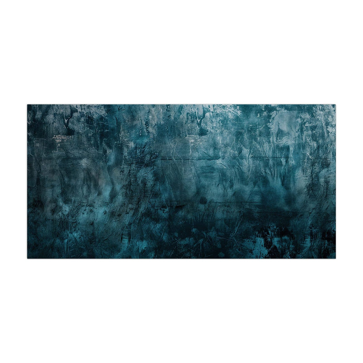 Küchenrückwand aus Glas Petrolblaue Wand im Hochformat, Motiv bildfüllend von vorn