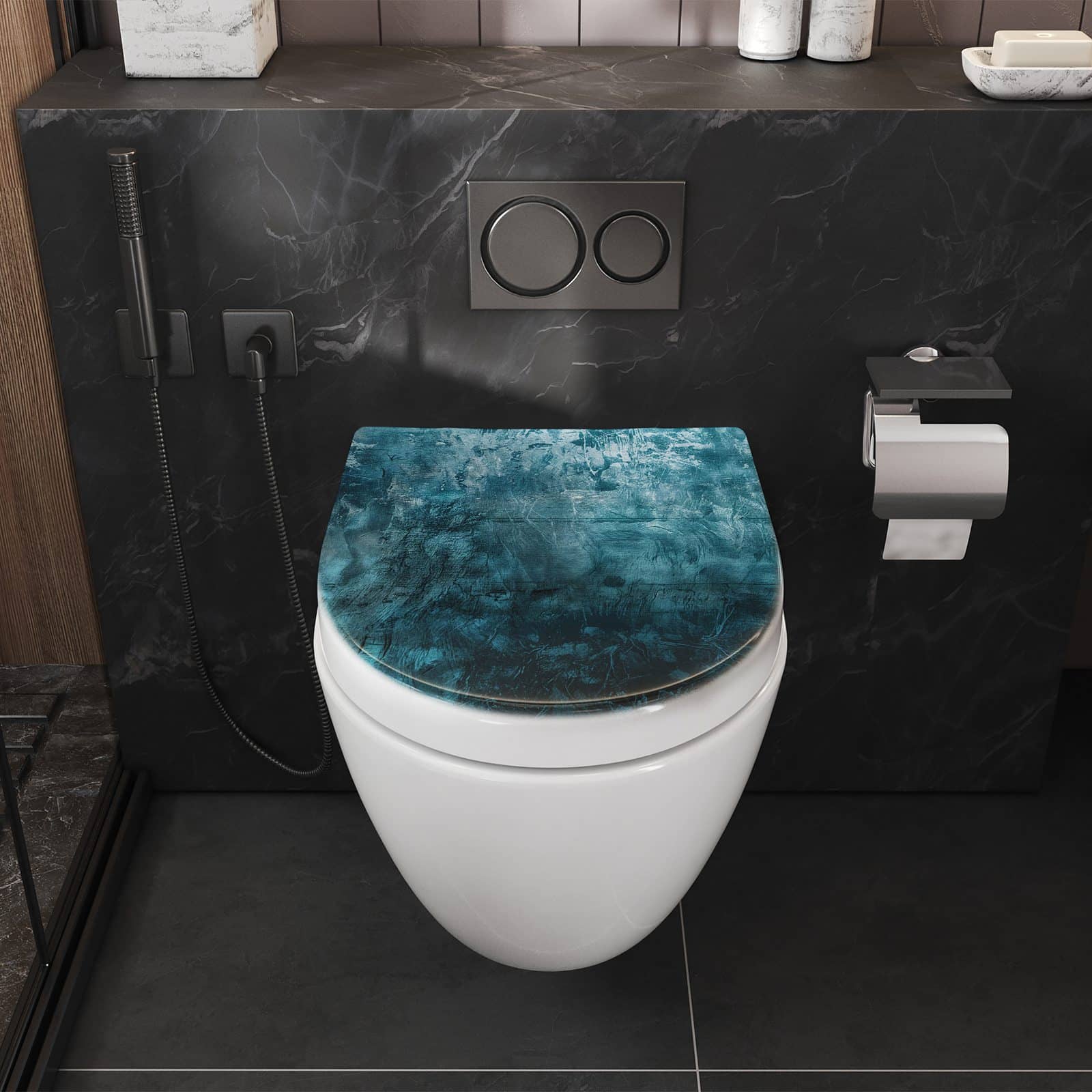 WC-Sitz mit Absenkautomatik Textur Wand Kunst