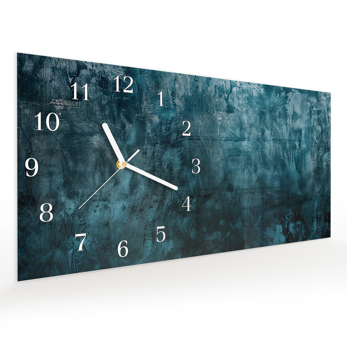 Vormontiert – mit Schwebeeffekt – Wanduhr Textur Wand Kunst aus Glas – Querformat 60 × 30 cm