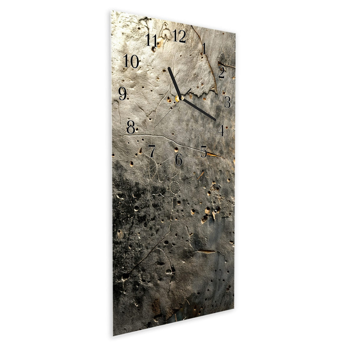 Vormontiert – mit Schwebeeffekt – Wanduhr Abstrakte Oberfläche aus Glas – Hochformat 30 × 60 cm