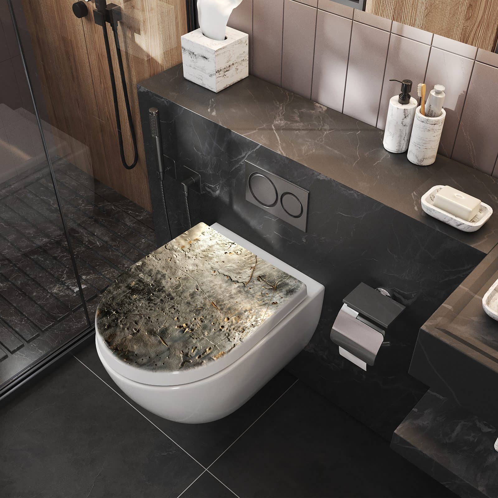 WC-Sitz mit Absenkautomatik Abstrakte Oberfläche