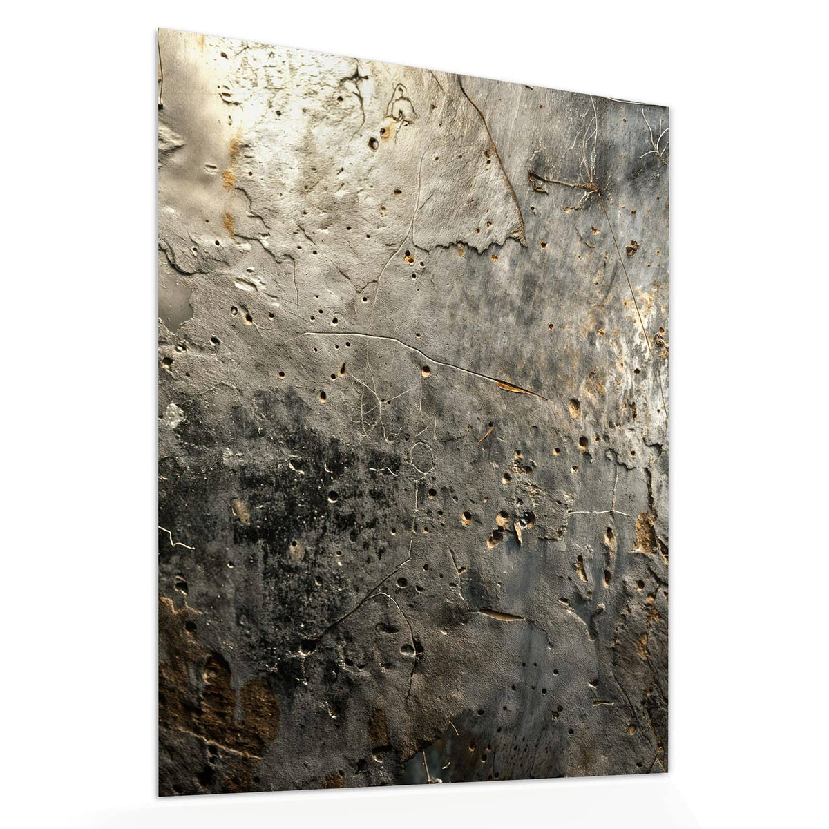 Echtglas, 4 mm – kein Acryl, keine Folie – Wandbild - Zerfressenes Metall - Hochformat