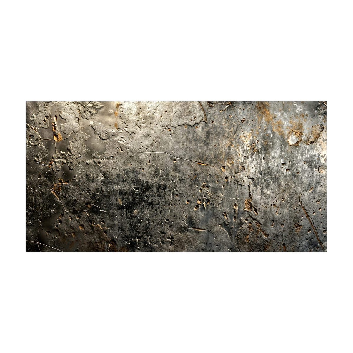 Küchenrückwand aus Glas Zerfressenes Metall im Hochformat, Motiv bildfüllend von vorn