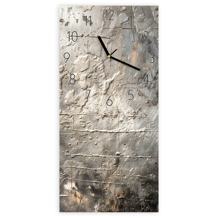 Wanduhr Texturierte Oberfläche aus Glas – Hochformat 30 × 60 cm mit Ziffernblatt Elegant