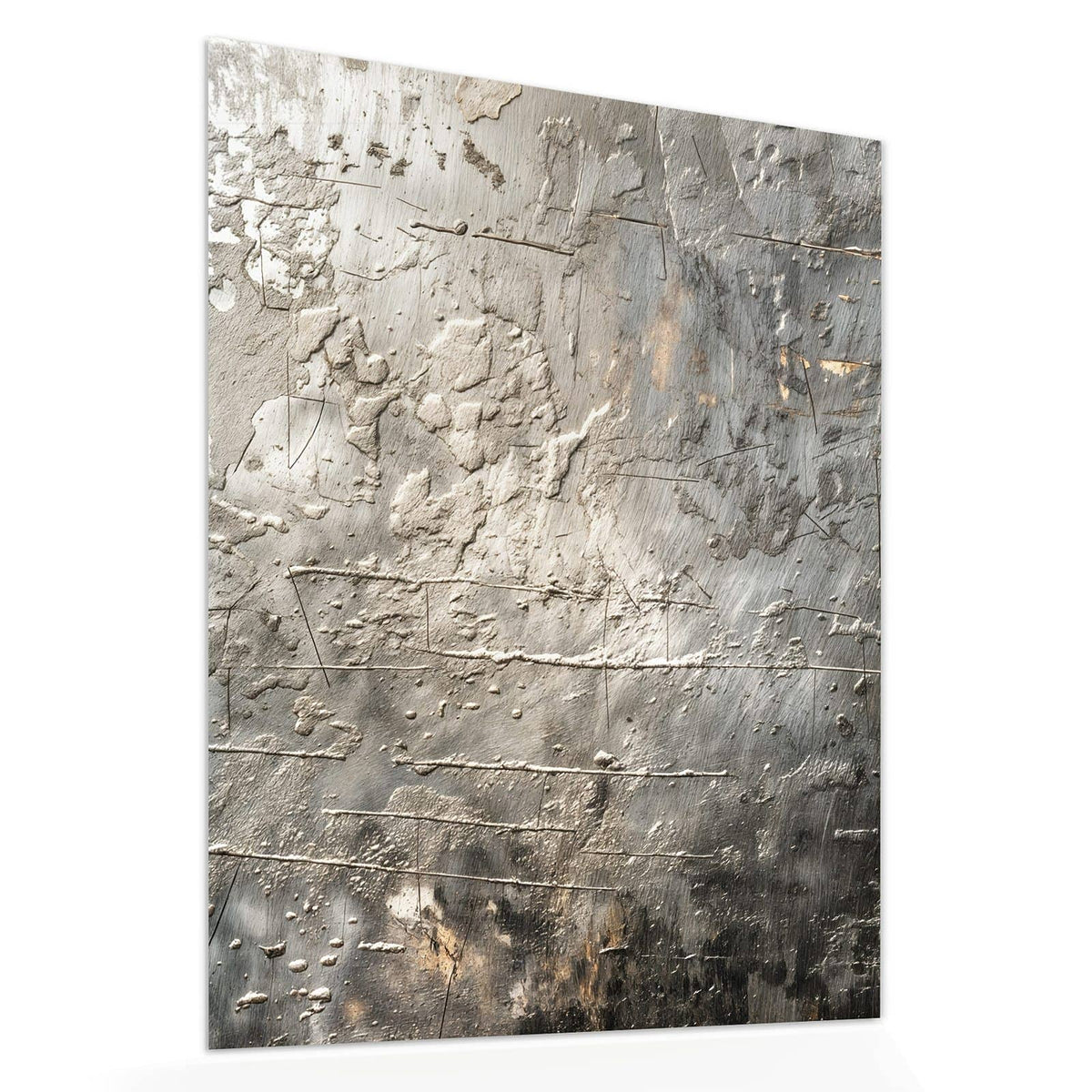 Echtglas, 4 mm – kein Acryl, keine Folie – Wandbild - Gealtertes Metall - Hochformat