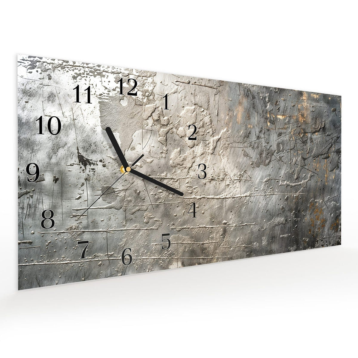 Vormontiert – mit Schwebeeffekt – Wanduhr Texturierte Oberfläche aus Glas – Querformat 60 × 30 cm