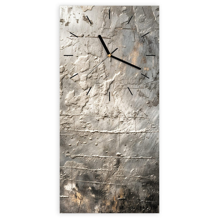 Wanduhr Texturierte Oberfläche aus Glas – Hochformat 30 × 60 cm mit Ziffernblatt Linie