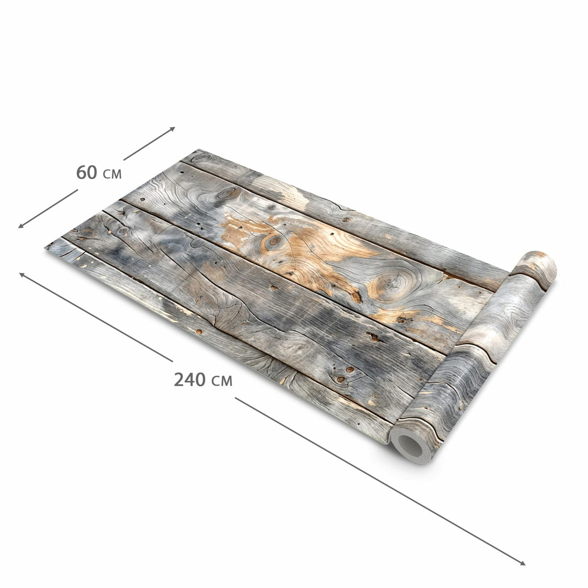 Fleckenresistenter Küchenteppich mit Motiv Vintage Holzplanken in der Grösse 60x150 cm, waschbar