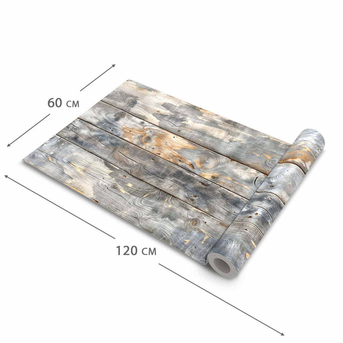 UV-beständiger Küchenteppich mit Motiv Vintage Holzplanken in der Grösse 60x150 cm
