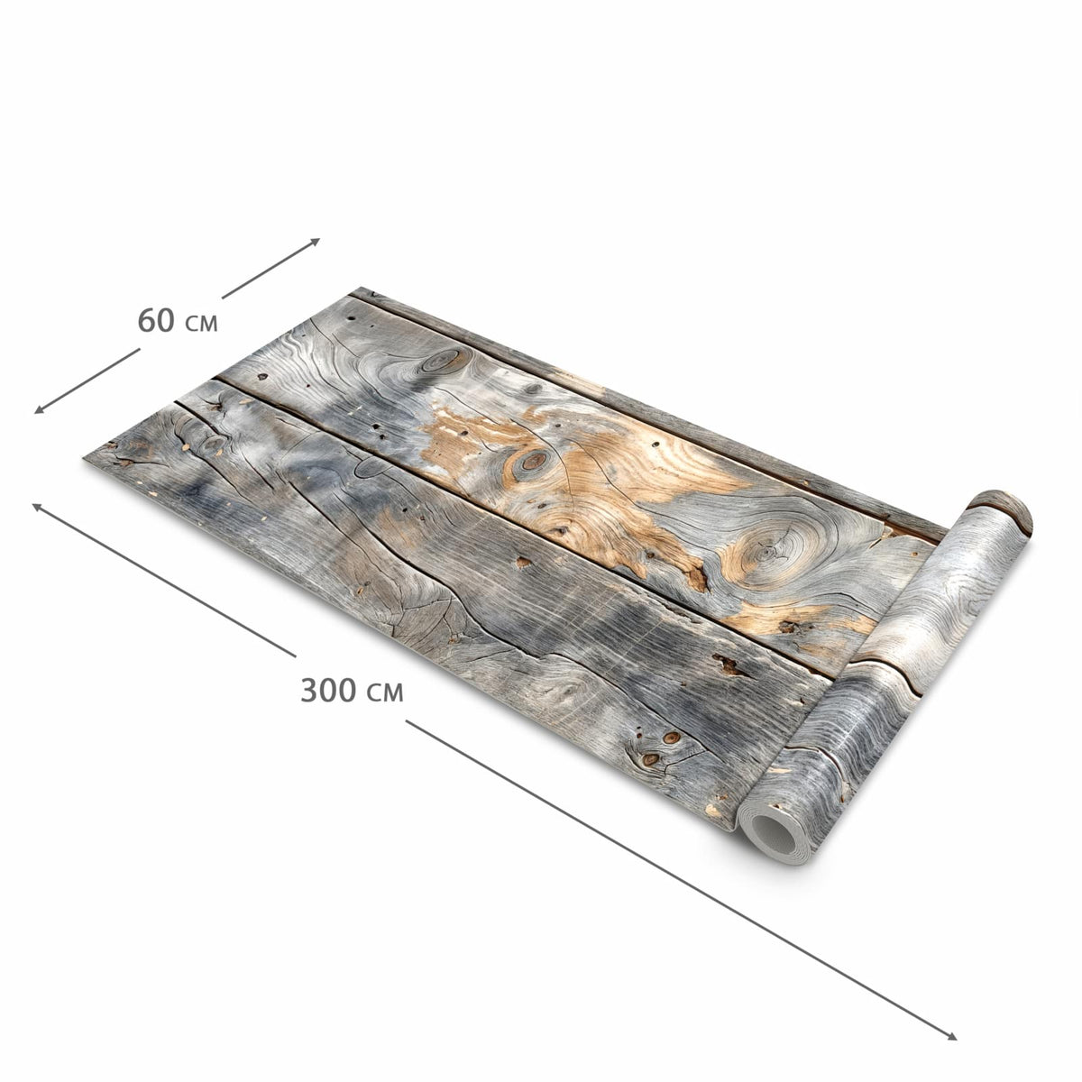 Geruchsneutraler großer Küchenteppich mit Motiv Vintage Holzplanken in der Größe 60x150 cm