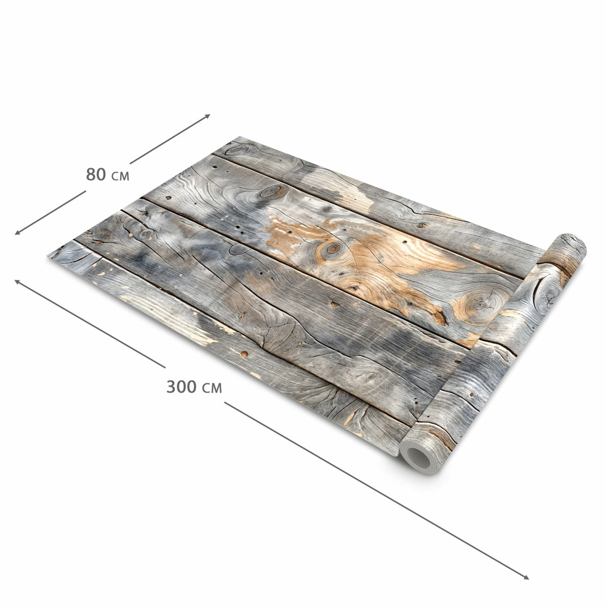 Rutschhemmender waschbarer Küchenläufer mit Motiv Vintage Holzplanken in der Größe 60x180 cm