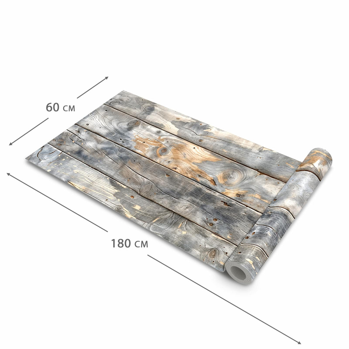 Wasserabweisender Küchenteppich mit Motiv Vintage Holzplanken in der Grösse 60x150 cm