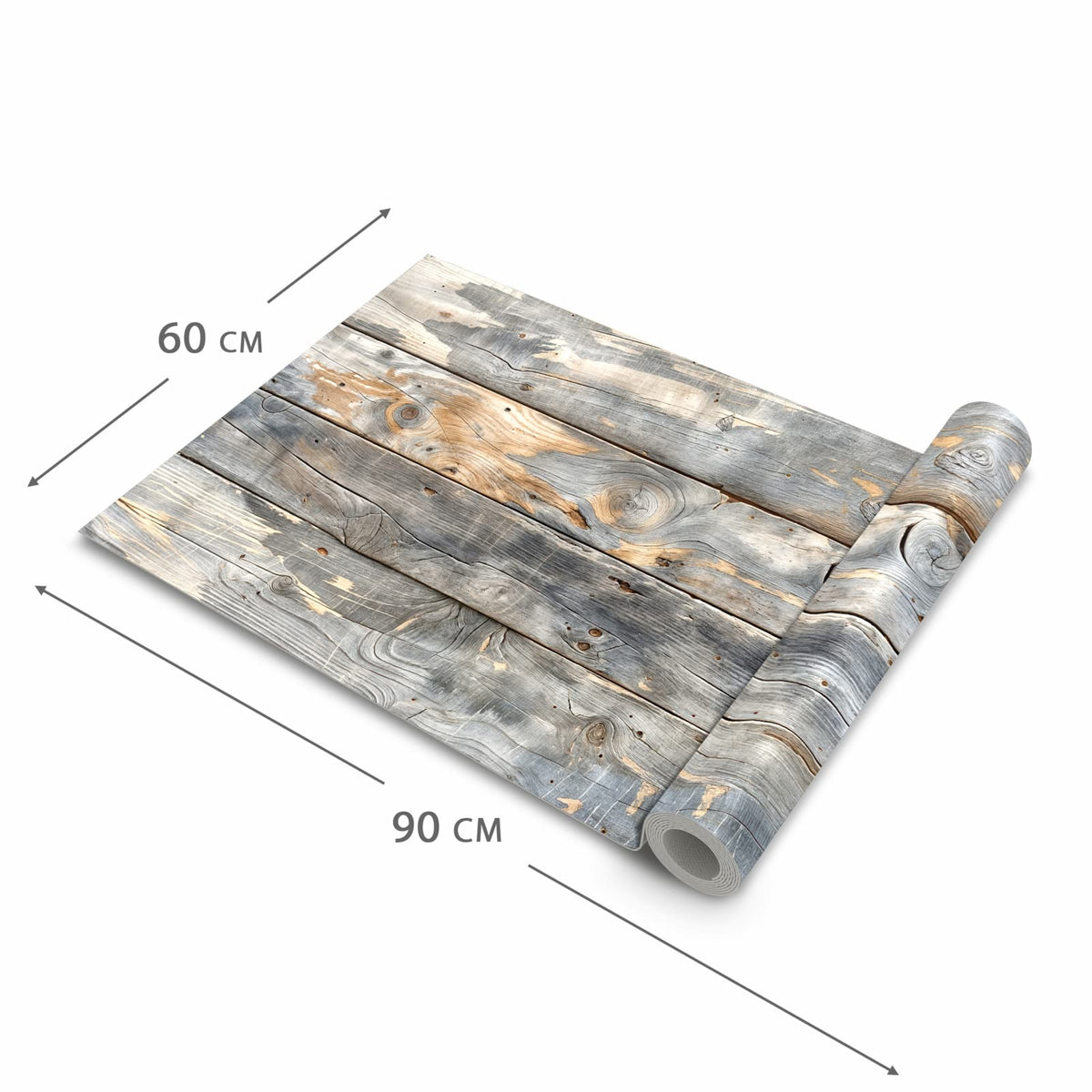 Langlebiger rutschfester Küchenteppich mit Motiv Vintage Holzplanken in der Grösse 60x150 cm