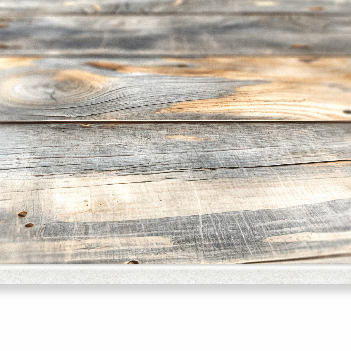 UV-beständiger Küchenläufer mit Motiv Vintage Holzplanken in seitlicher Ansicht