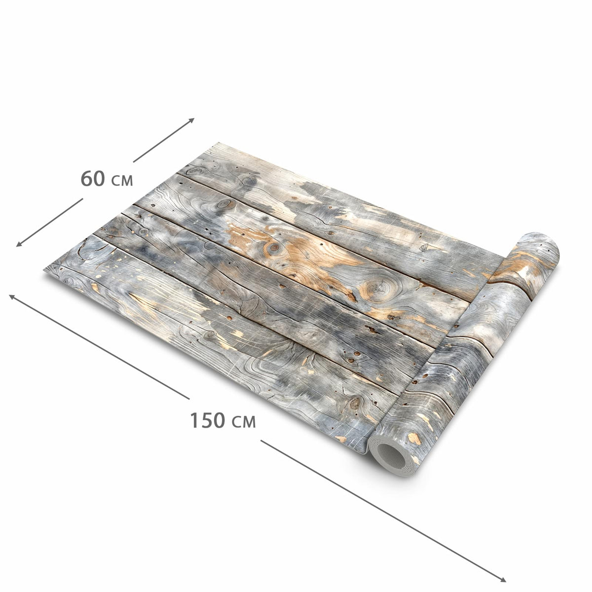 Rutschfester Küchenteppich mit Motiv Vintage Holzplanken in der Größe 60x150 cm für Trittkomfort