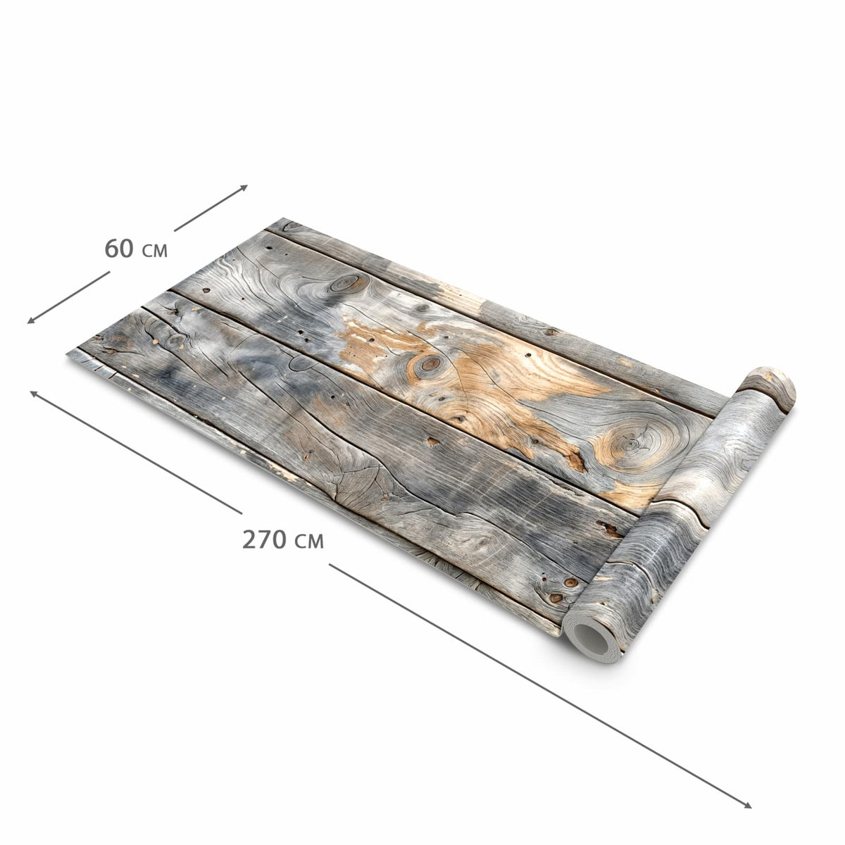 Schmutzabweisender waschbarer Küchenteppich mit Motiv Vintage Holzplanken in der Grösse 60x150 cm
