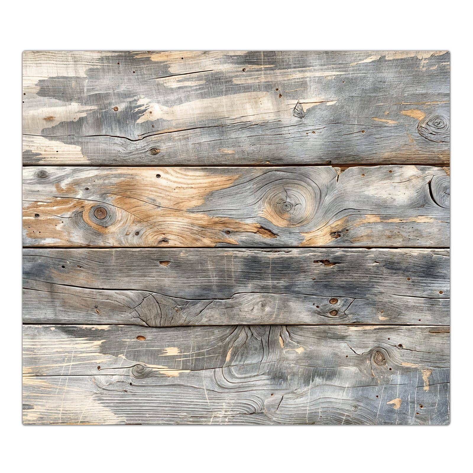 1-teilige Ceranfeldabdeckung mit Vintage Holzplanken-Motiv in der Frontansicht