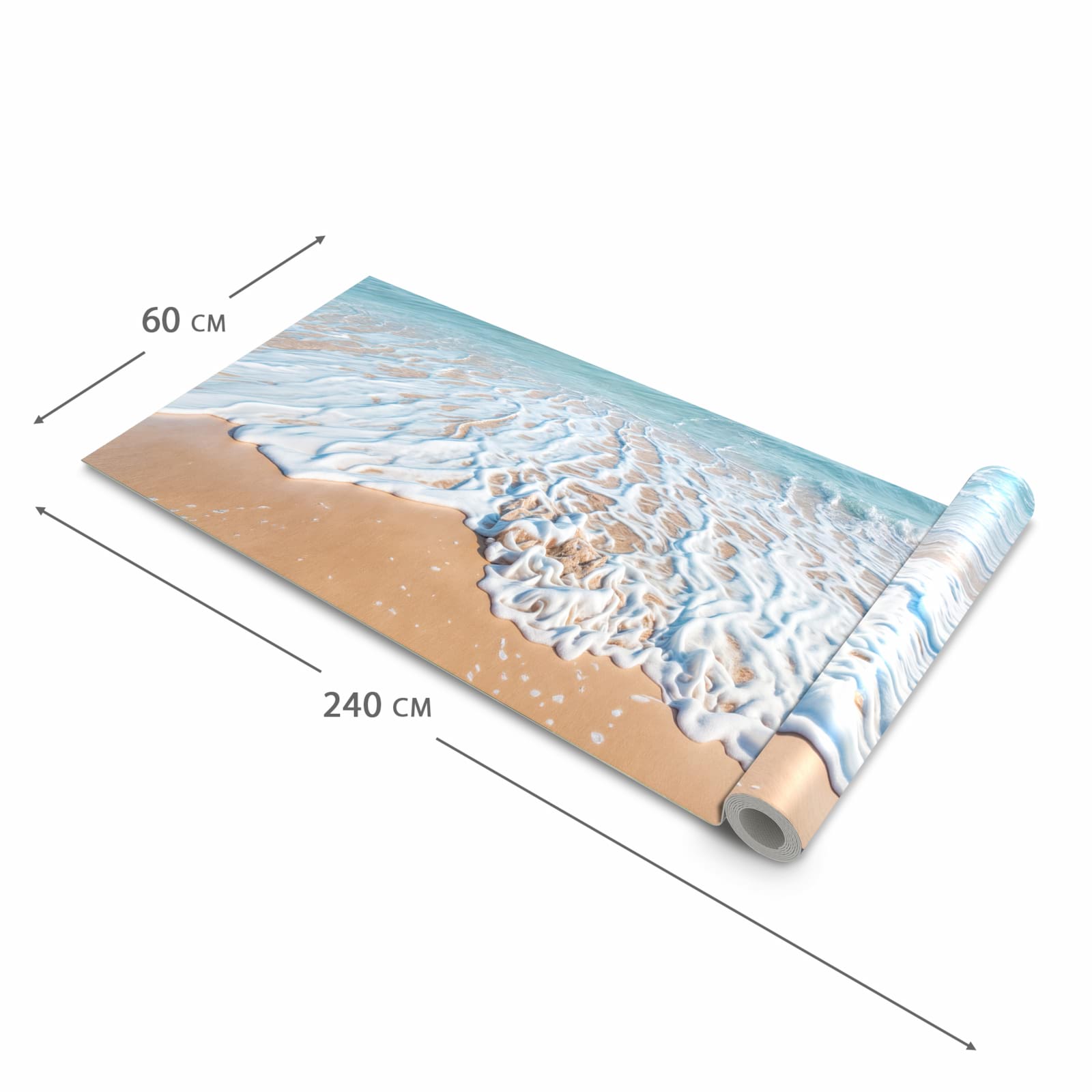 Geruchsneutraler Küchenläufer mit Motiv Tropischer Strand in der Grösse 60x120 cm