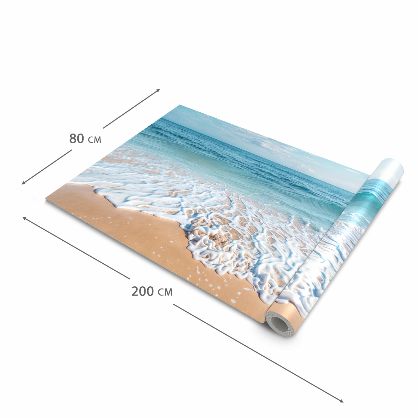 Komfortabler waschbarer Küchenteppich mit Motiv Tropischer Strand in der Grösse 60x150 cm