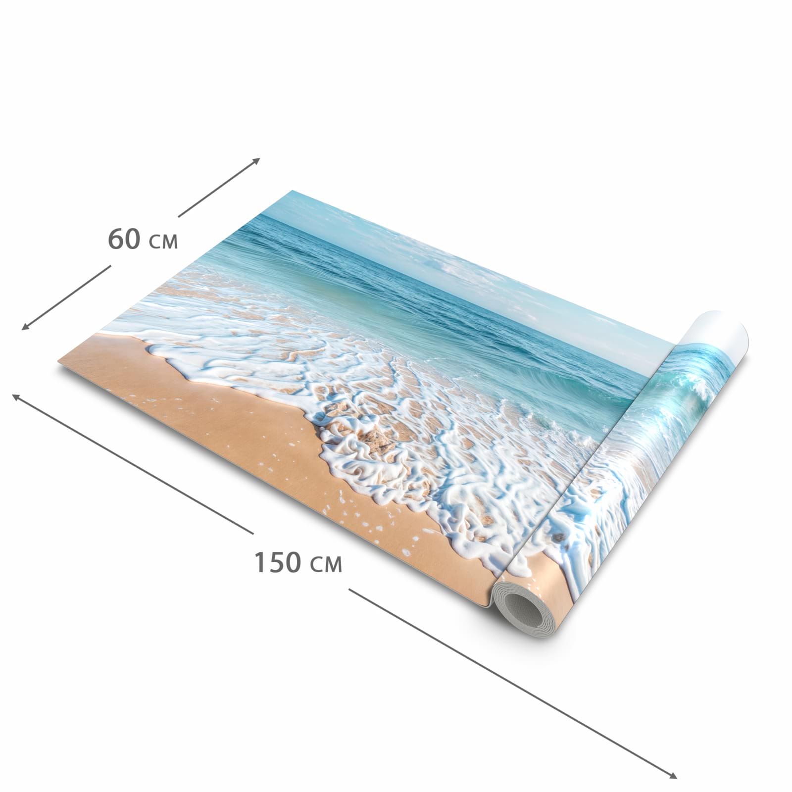 Fleckenresistenter Küchenteppich mit Motiv Tropischer Strand in der Grösse 60x120 cm