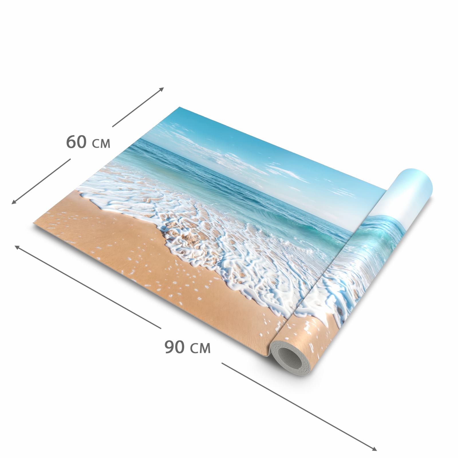 Pflegeleichter Küchenvorleger mit Motiv Tropischer Strand in der Größe 60x150 cm