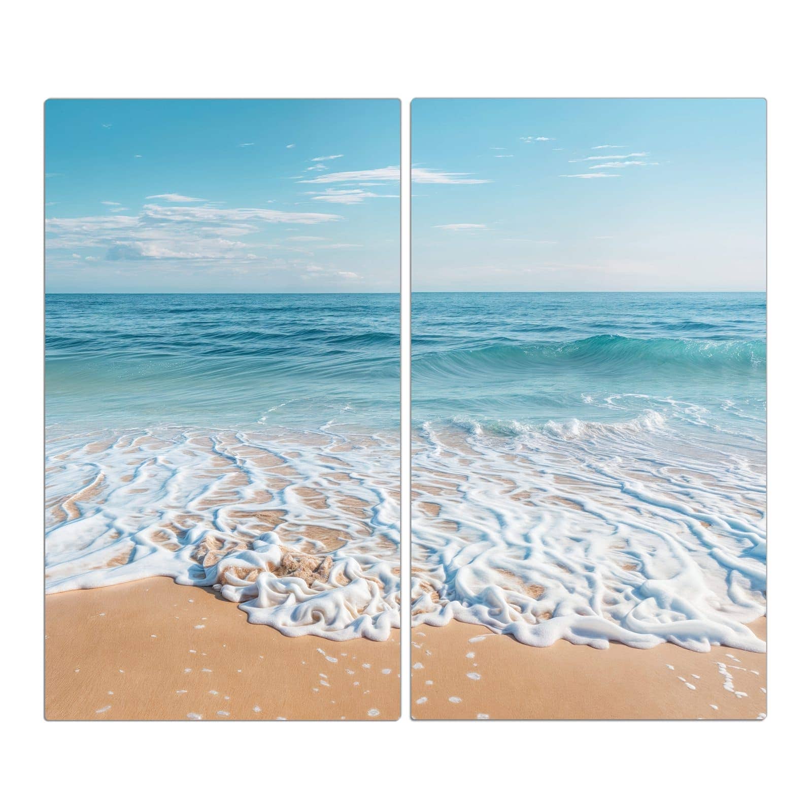 2-teilige Ceranfeldabdeckungen mit Tropischer Strand-Motiv in der Frontansicht #grösse_2-Teilig (60x52cm)