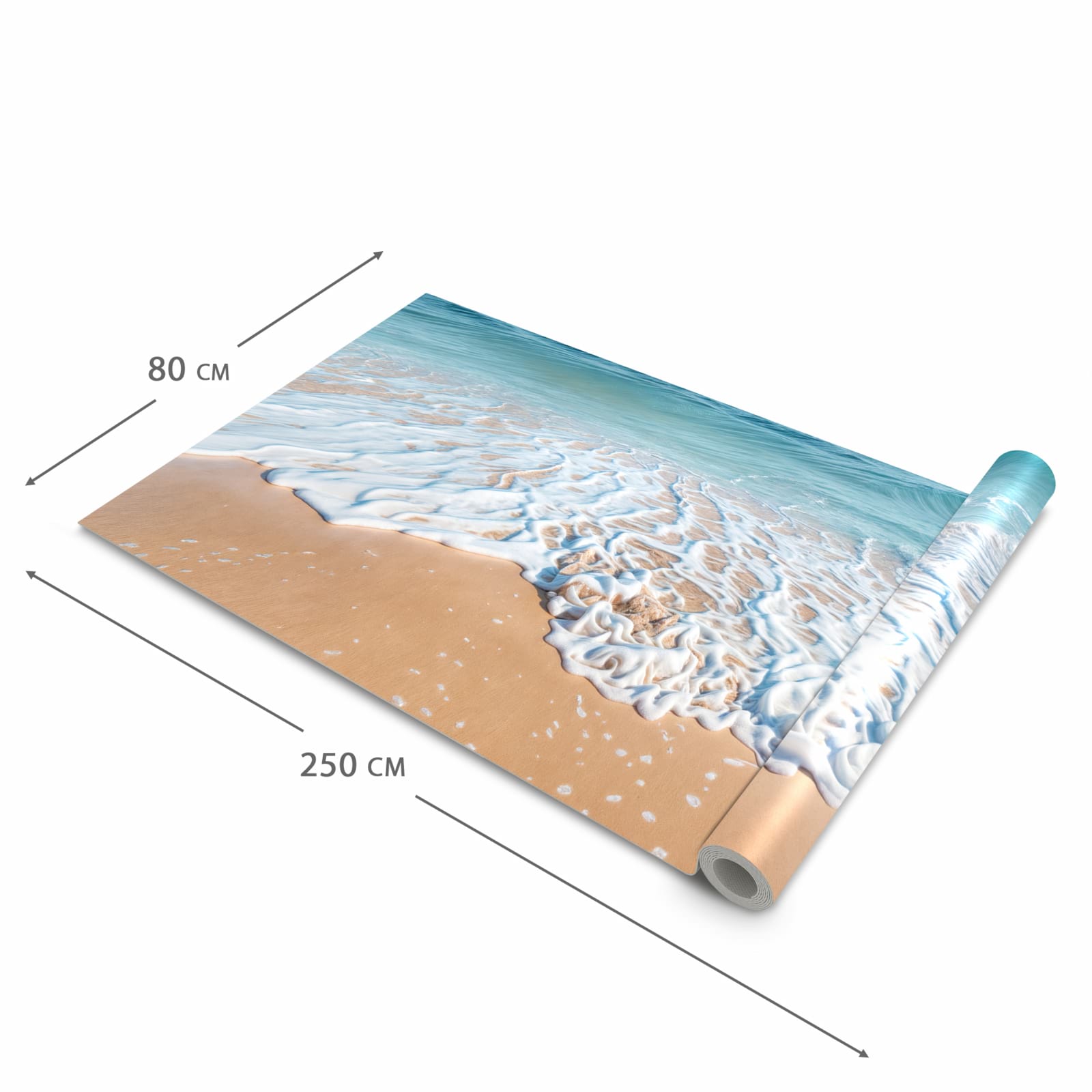 Rutschhemmender Küchenläufer mit Motiv Tropischer Strand in der Größe 60x150 cm