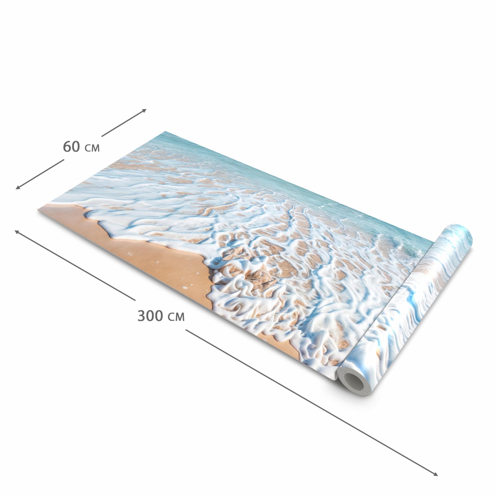 Flacher Küchenteppich mit Motiv Tropischer Strand in der Grösse 60x150 cm