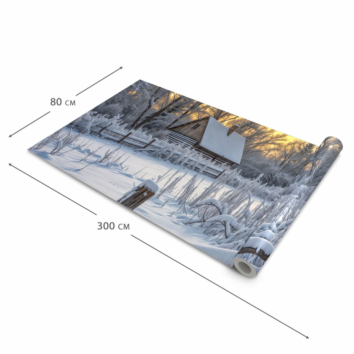 Abriebfester Küchenteppich mit Motiv Verschneites Landhaus in der Grösse 60x120 cm