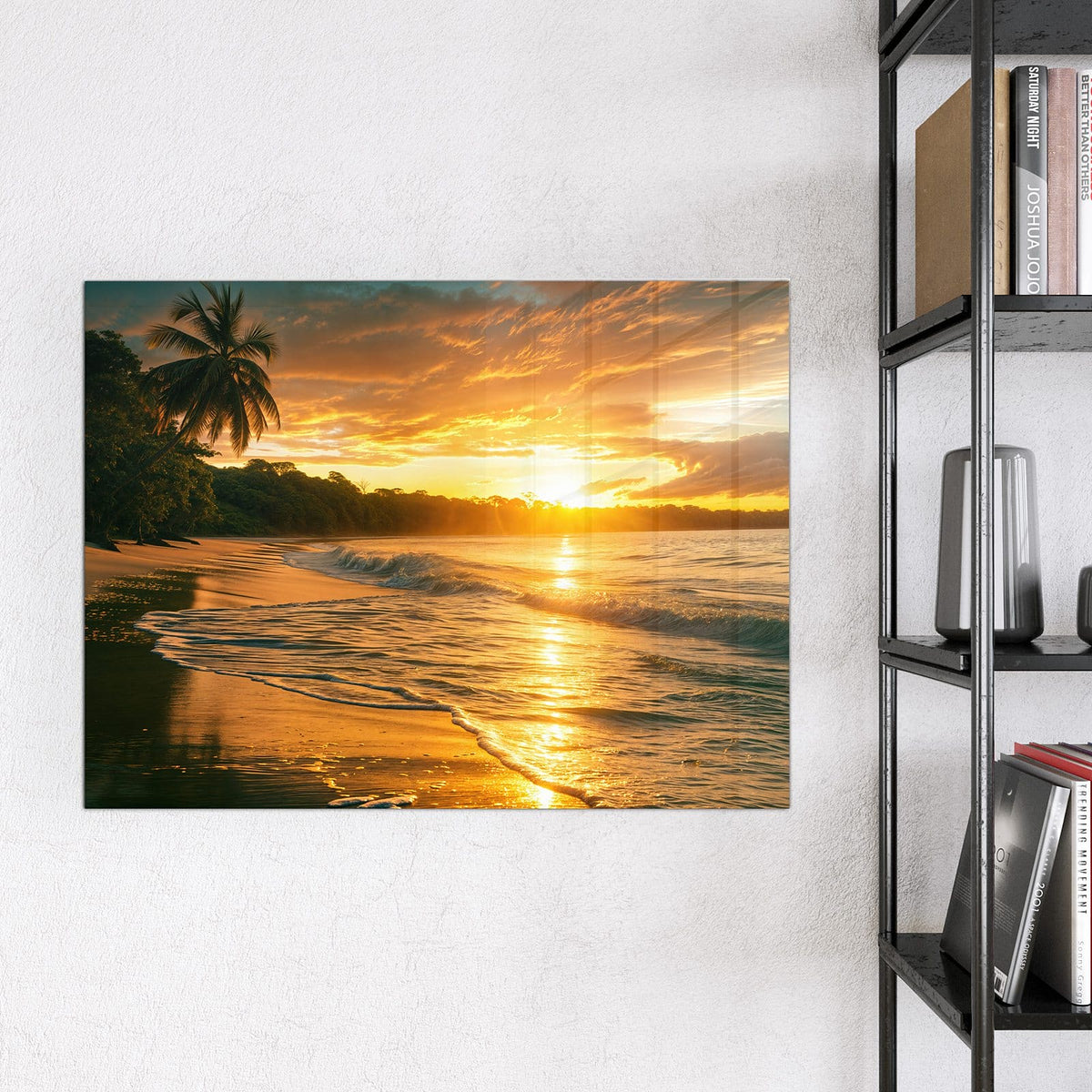 9 Größen – von 30 × 30 bis 120 × 90 cm – Glas Magnettafel - Palme im Abendgold
