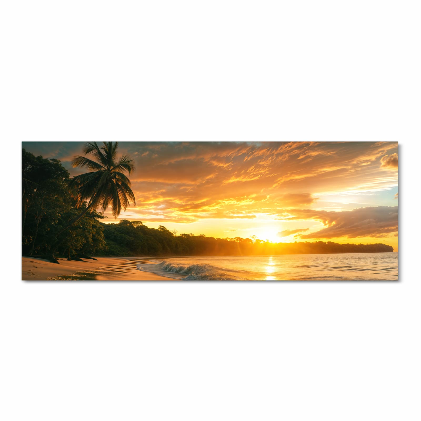 Pflegeleichter Küchenläufer mit Motiv Sonnenuntergang Strand in Frontansicht