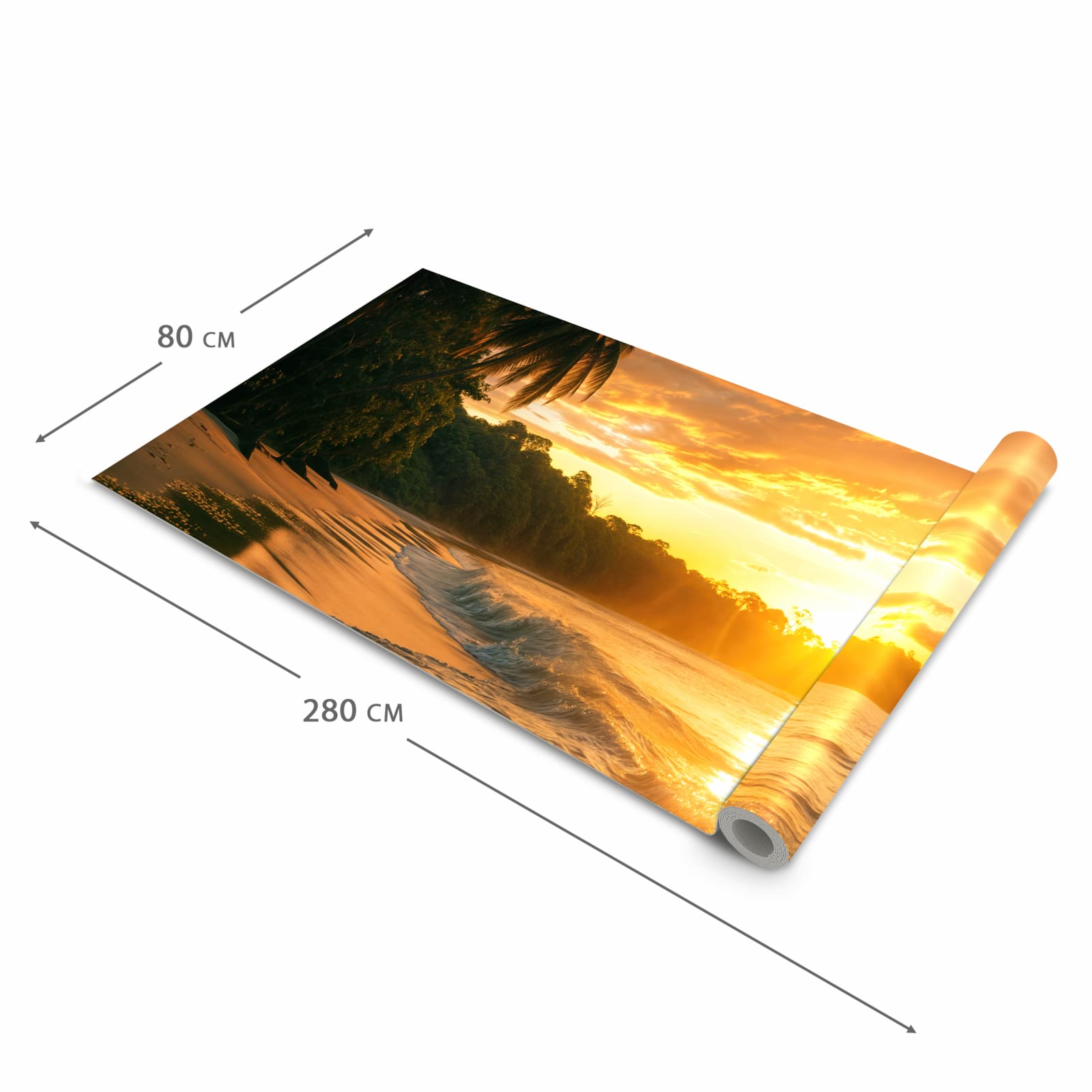 Hygienischer rutschfester Küchenläufer mit Motiv Sonnenuntergang Strand in der Grösse 60x120 cm