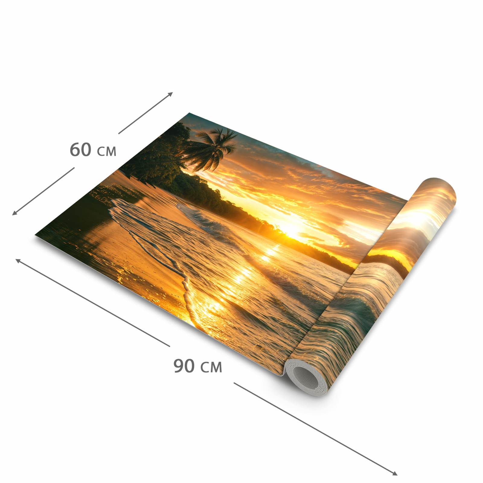 Rutschhemmender Küchenläufer mit Motiv Sonnenuntergang Strand in der Grösse 60x120 cm