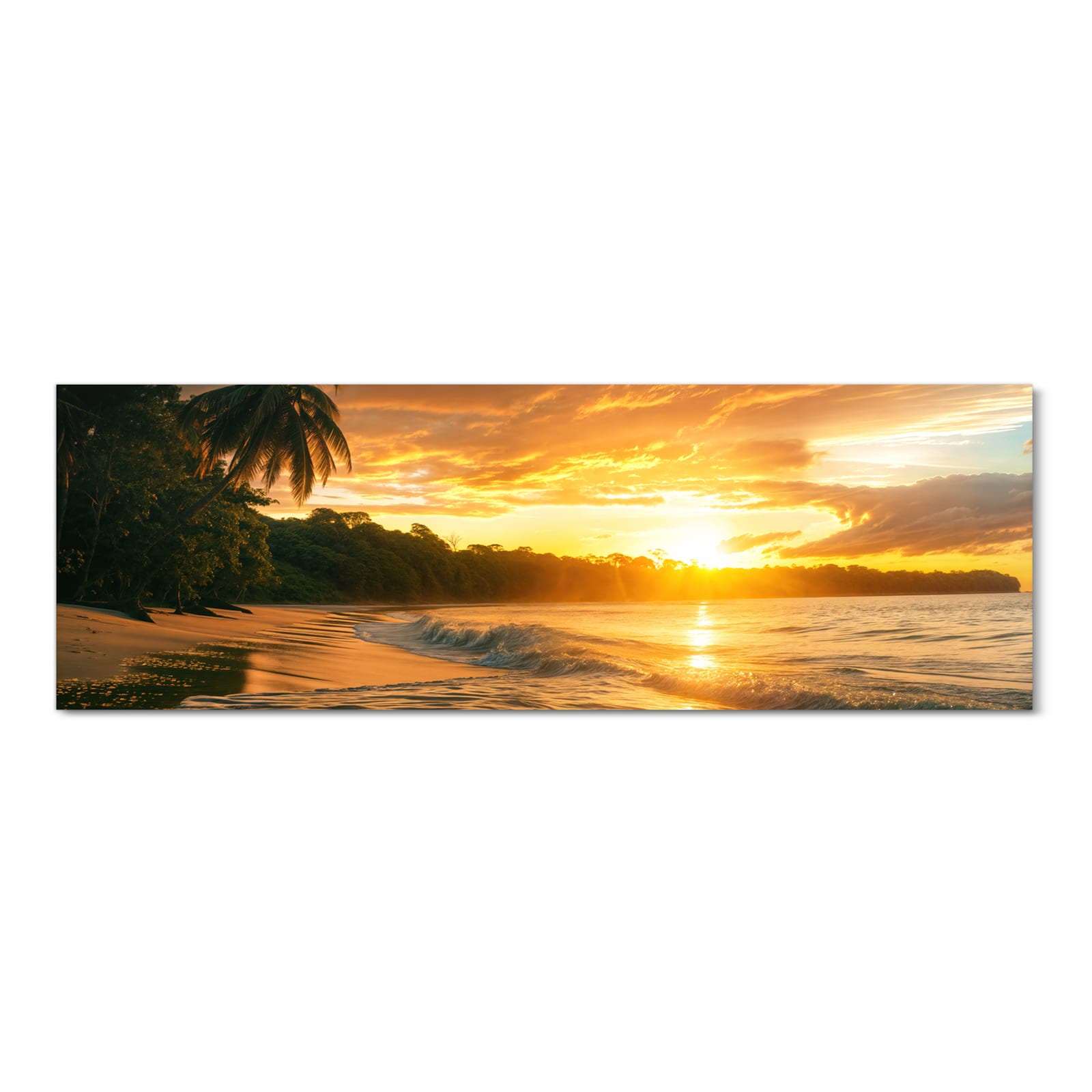 Fleckenresistenter Küchenteppich mit Motiv Sonnenuntergang Strand in Frontansicht für die Küche