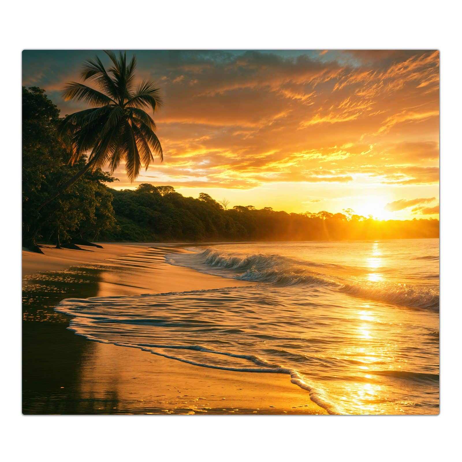 1-teilige Abdeckplatte Induktionsherd mit Sonnenuntergang Strand-Motiv in der Frontansicht #grösse_1-Teilig (60x52cm)